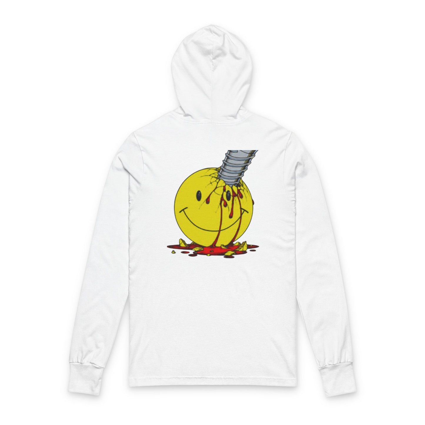 Hooded Long Sleeve Tee — Smiley Knife Graphic