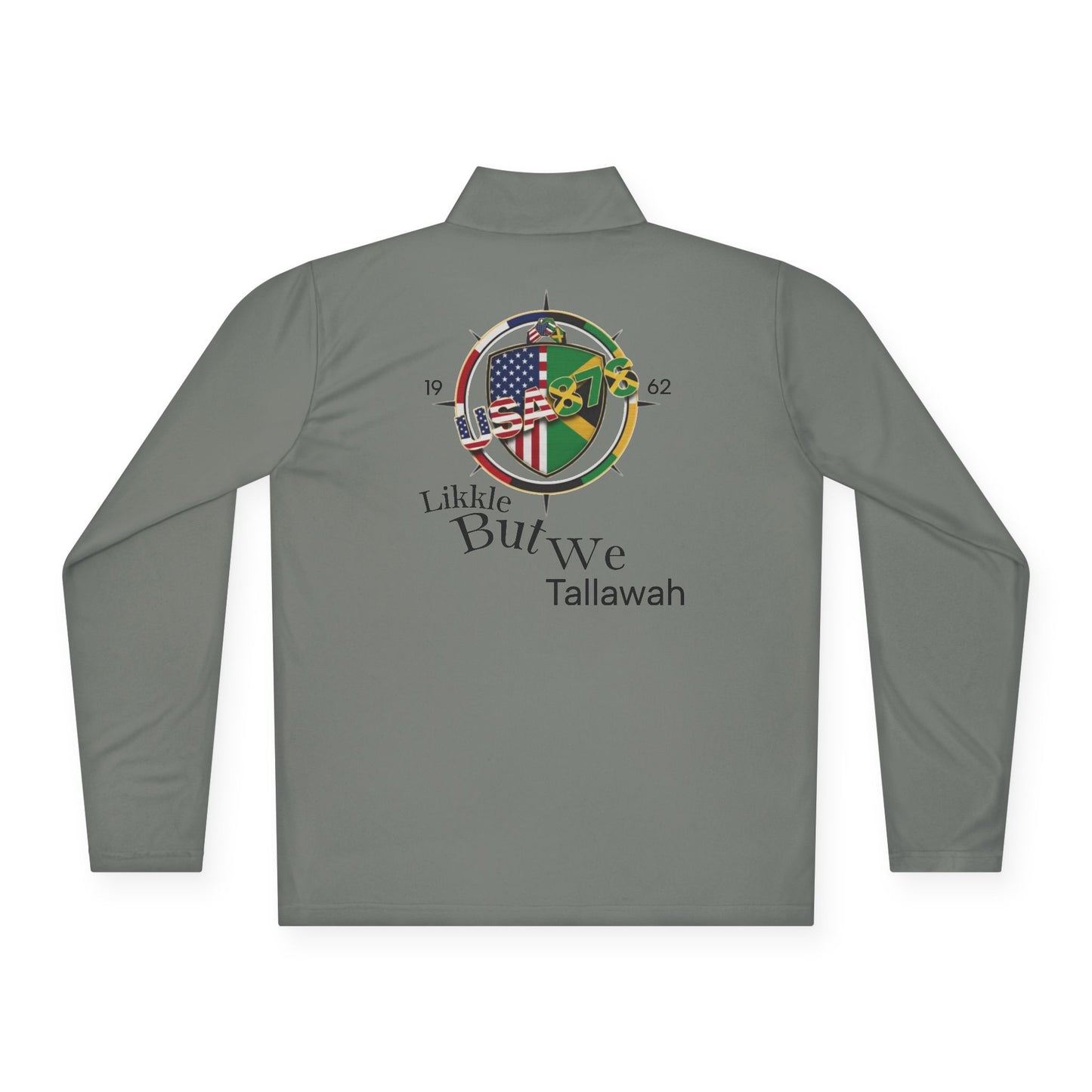 Quarter-Zip Pullover — 'Likkle But We Tallawah' Compass Logo (USA/Jamaica)