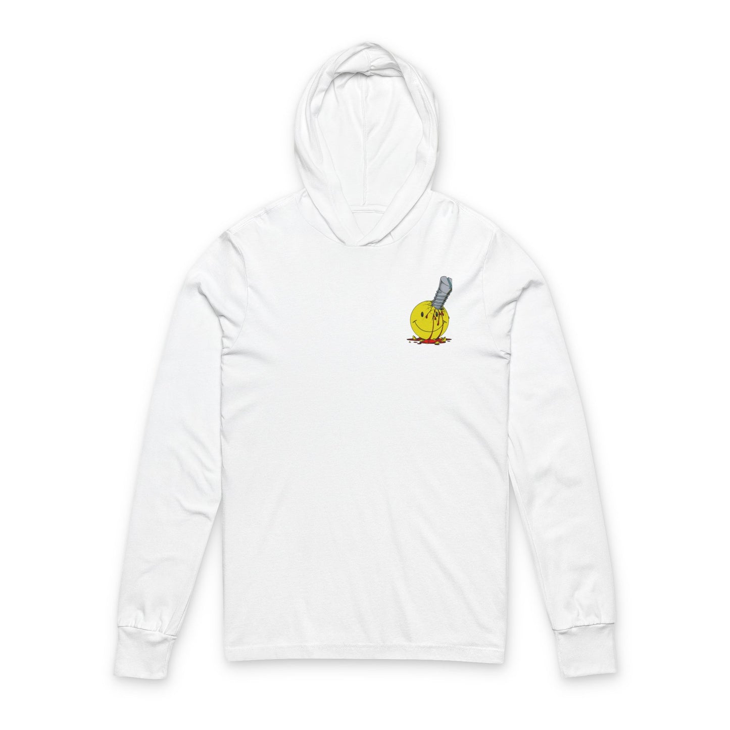 Hooded Long Sleeve Tee — Smiley Knife Graphic