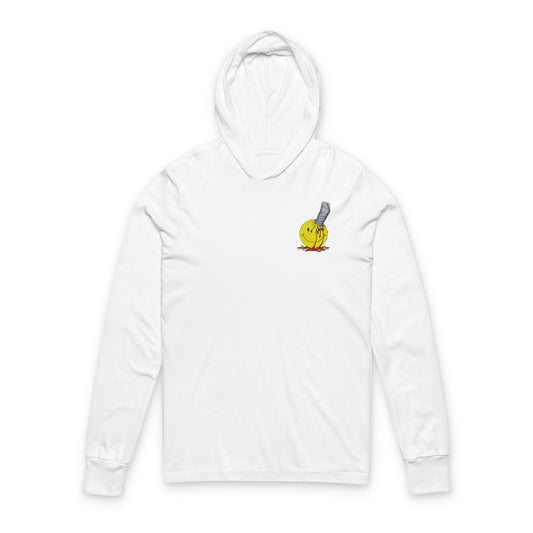 Hooded Long Sleeve Tee — Smiley Knife Graphic